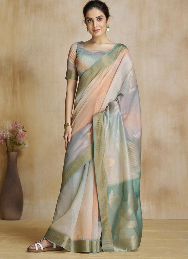 Silk Multi Colour Festival Wear Printed Saree